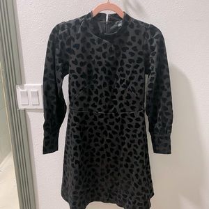 Ann Taylor Black with black velvet heart mock neckline long sleeve dress